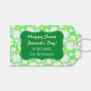 Étiquettes-cadeau Shamrock vert personnalisé Jour de l'Saint Patric