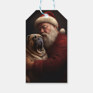 Étiquettes-cadeau Shar Pei avec Noël Festif du Père Noël