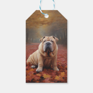 Étiquettes-cadeau Shar Pei dans l'automne Feuilles automne Inspire