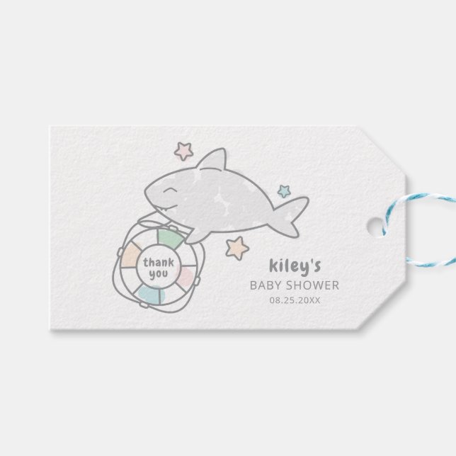 Étiquettes-cadeau Shark Ahoy Merci (Devant (Horizontal))