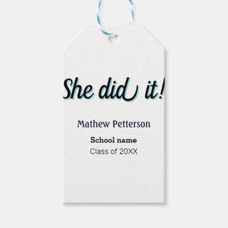 Étiquettes-cadeau She did it simple black classy modern graduation