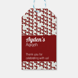 Étiquettes-cadeau SHRIMPLEMENT Motif blanc rouge, Baby shower Aqiqah