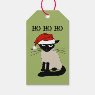 Étiquettes-cadeau Siamese Chat Funny Père Noël Kitty Personnalisé No