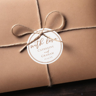 Étiquettes Cadeau Sienna Brown Script minimaliste mariage personnali