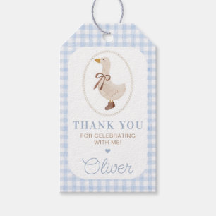 Étiquettes-cadeau Silencieux Goose Blue En vichy fête d'anniversaire