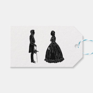 Étiquettes-cadeau silhouette d'abraham lincoln et de mary todd linco