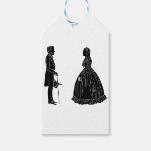 Étiquettes-cadeau silhouette d'abraham lincoln et de mary todd linco