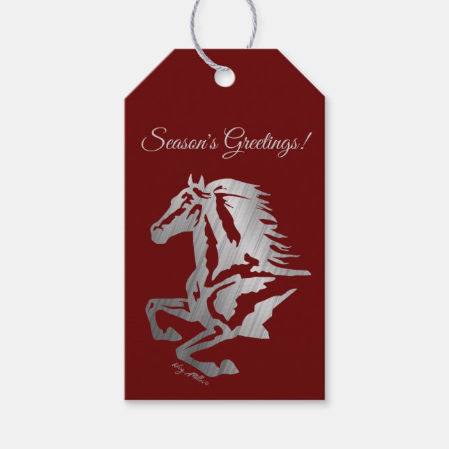 ÉTIQUETTES-CADEAU SILHOUETTE DE CHEVAL EN ARGENT CLASSÉ (Devant)