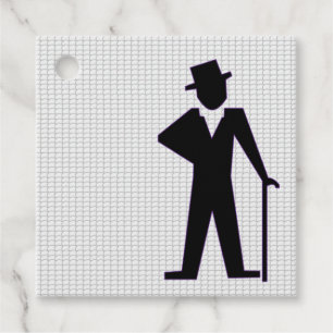 Étiquettes Cadeau Silhouette de l'homme dansant avec chapeau supérie