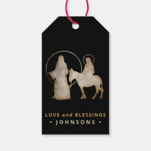 Étiquettes-cadeau Silhouette de nativité de Noël