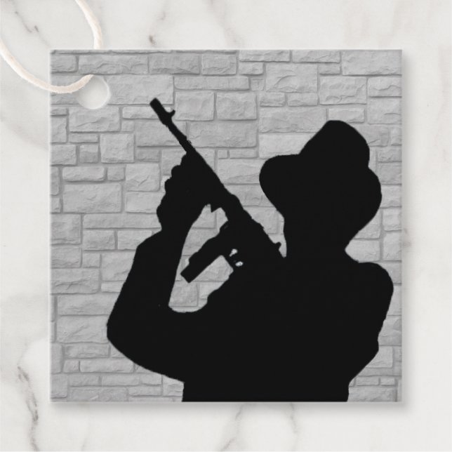 Étiquettes Cadeau Silhouette Gangster (Devant)