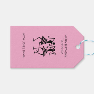 Étiquettes-cadeau Silhouette moderne Célébration Danse rose