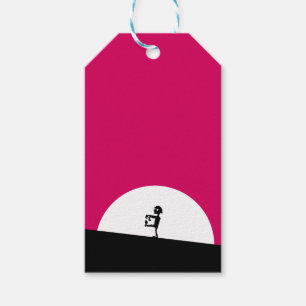 Étiquettes-cadeau Silhouette Zombie avec Pleine lune