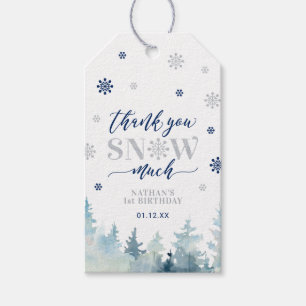 Étiquettes-cadeau Silver & Blue Winter Wonderland Merci Favor Gi
