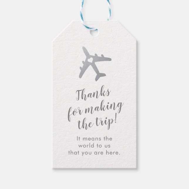 Étiquettes-cadeau Silver Destination Mariage Voyage Thème Carte Plac (Devant)