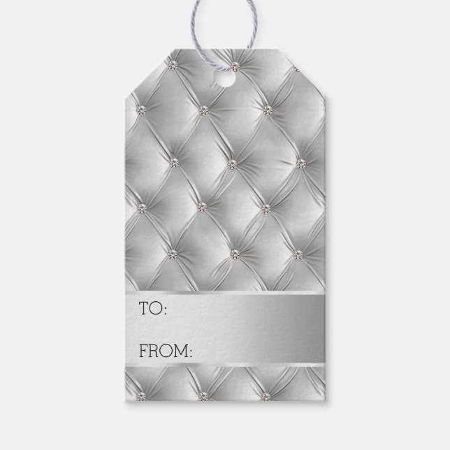 Étiquettes-cadeau Silver Grey Faux Velvet Noël (Devant)