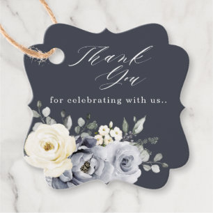 Étiquettes Cadeau Silver Grey Ivory Floral hiver Rustique Mariage Fa