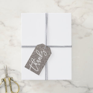 Étiquettes-cadeau Silver Parties scintillant Merci marque cadeau dou