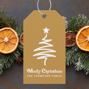 Étiquettes-cadeau Simple Adresse de Retour de Noël Or Rétro Tendance