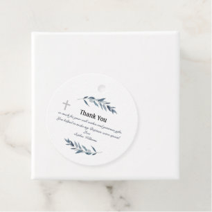 Étiquettes Cadeau Simple aquarelle branche d'olivier Baptême