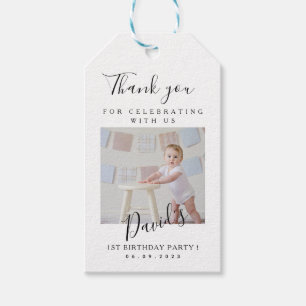 Étiquettes-cadeau Simple bébé tournant une première photo d'annivers