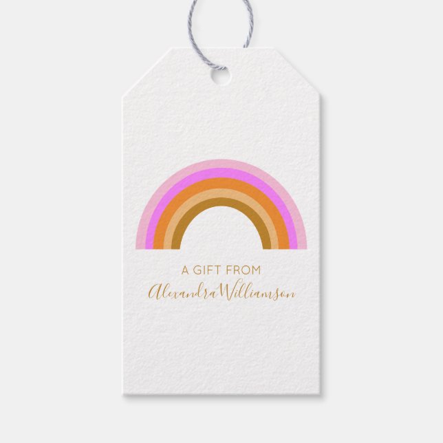 Étiquettes-cadeau Simple Cute Retro Rainbow Cadeau Personnalisé De (Devant)