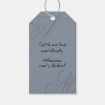 Simple Dusty Blue Minimal Élégant Mariage Monogram