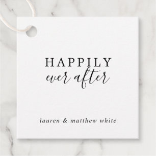 Étiquettes Cadeau Simple Élégant Mariage Noir et Blanc