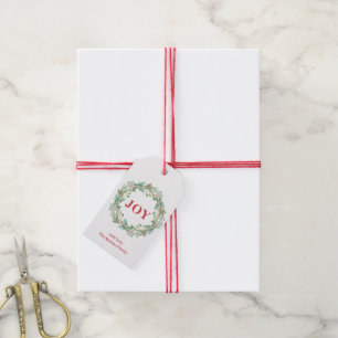 Étiquettes-cadeau Simple élégante Wreath Joie moderne Noël