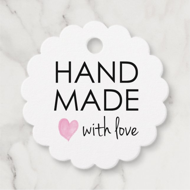 Étiquettes Cadeau Simple fait à la main avec amour (Devant)