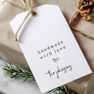 Étiquettes-cadeau Simple fait à la main avec coeur d'amour   Noir et