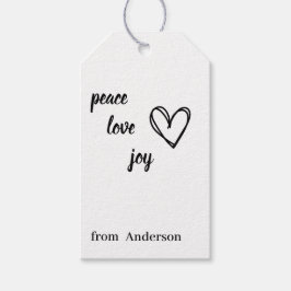 Étiquettes-cadeau Simple joie de coeur Paix Amour Noël