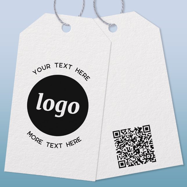 Étiquettes-cadeau Simple Logo Texte QR Code Prix professionnel ou (Logo and QR code with custom text business promotional gift tag)