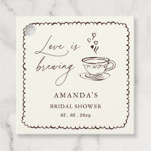 Étiquettes Cadeau Simple Love prépare un café pour la Baby Shower 