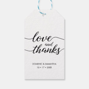 Étiquettes-cadeau Simple Mariage Amour et merci Script personnalisé