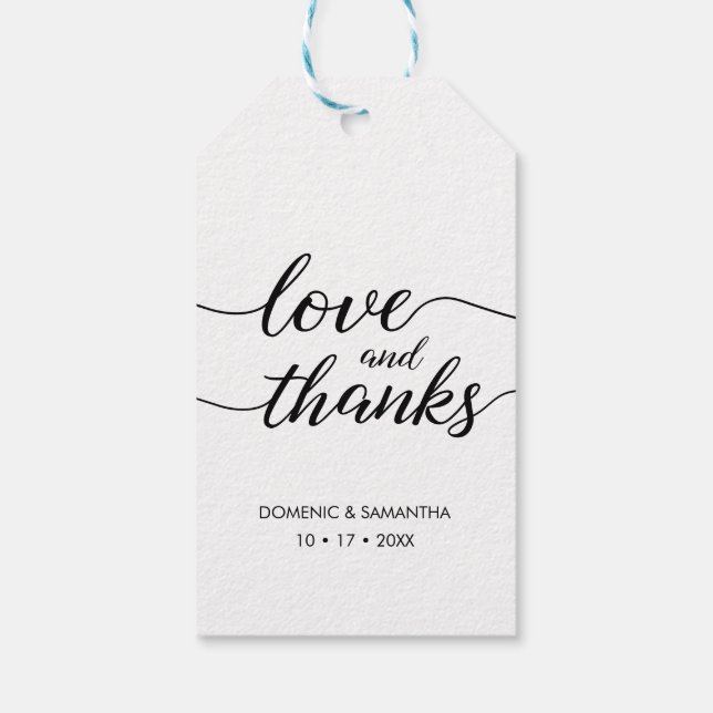 Étiquettes-cadeau Simple Mariage Amour et merci Script personnalisé (Dos)