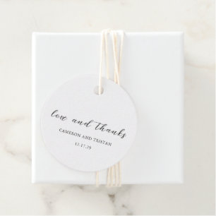 Étiquettes Cadeau Simple Mariage Noir et Blanc Propre