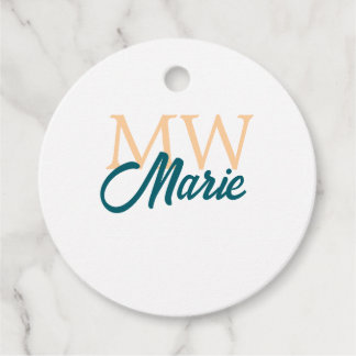Étiquettes Cadeau simple minimal add name monogram orange blue bold