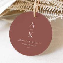 Simple moderne Blush Brown Mariage Monogramme