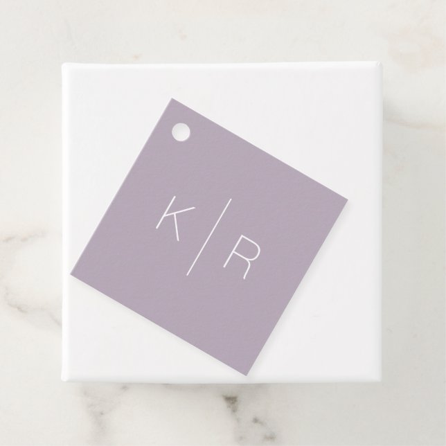 Étiquettes Cadeau Simple moderne Lilac Monogramme Mariage Merci (En situation)
