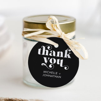Étiquettes Cadeau Simple Moderne Minimaliste Mariage Noir & Blanc