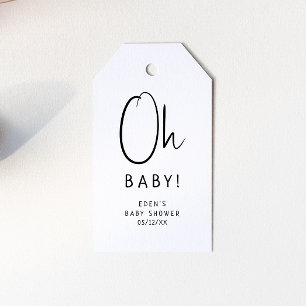 Étiquettes-cadeau Simple moderne Neutral Oh Baby ! Baby shower