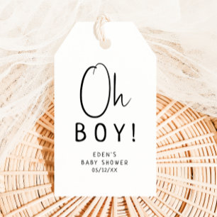 Étiquettes-cadeau Simple Moderne Neutre Oh Garçon ! Baby shower