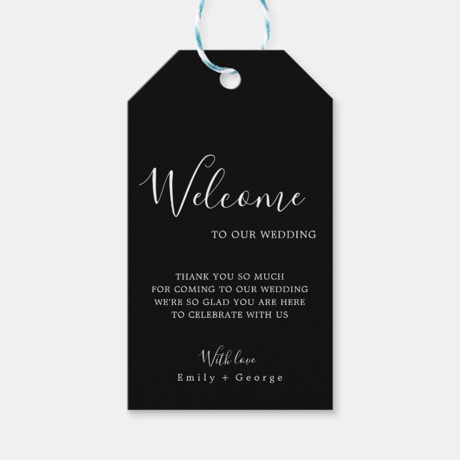 Étiquettes-cadeau Simple Moderne Noir Et Blanc Classique Mariage Chi (Devant)