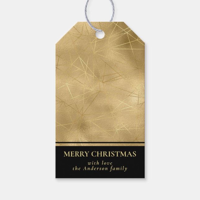 Étiquettes-cadeau Simple moderne Noir & Faux Or Joyeux Noël (Devant)