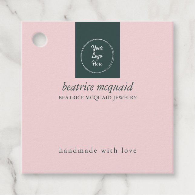 Étiquettes Cadeau Simple moderne rose vierge Votre logo (Devant)