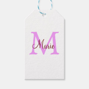 Étiquettes-cadeau simple nom minimal ajouter monogramme rose rouge