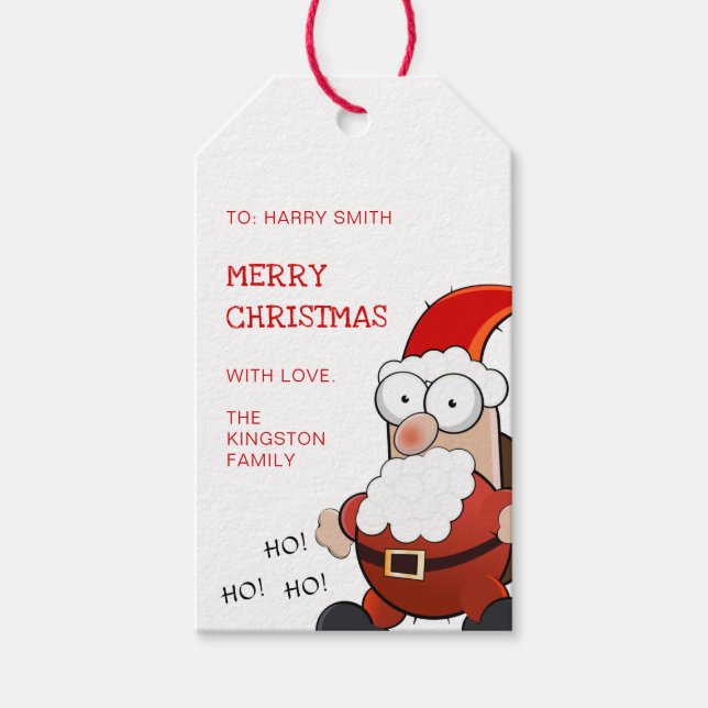 Étiquettes-cadeau Simple Père Noël Rouge Joyeux Noël (Devant)