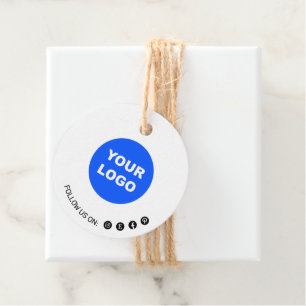 Étiquettes Cadeau Simple rond blanc Ajouter votre logo Médias sociau