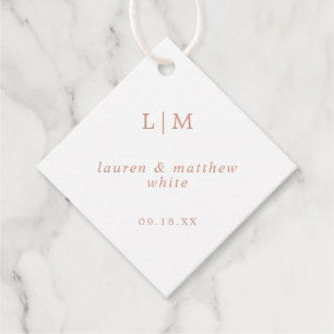 Étiquettes Cadeau Simple Rose Monogramme Rose Élégant Mariage